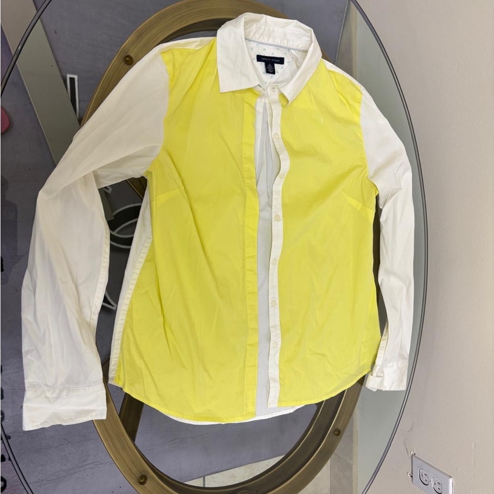 Tommy Hilfiger Yellow and White Button Down Shirt
